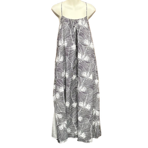 Banana Republic tropical print maxi cotton dress black white Size 0 Petite lined